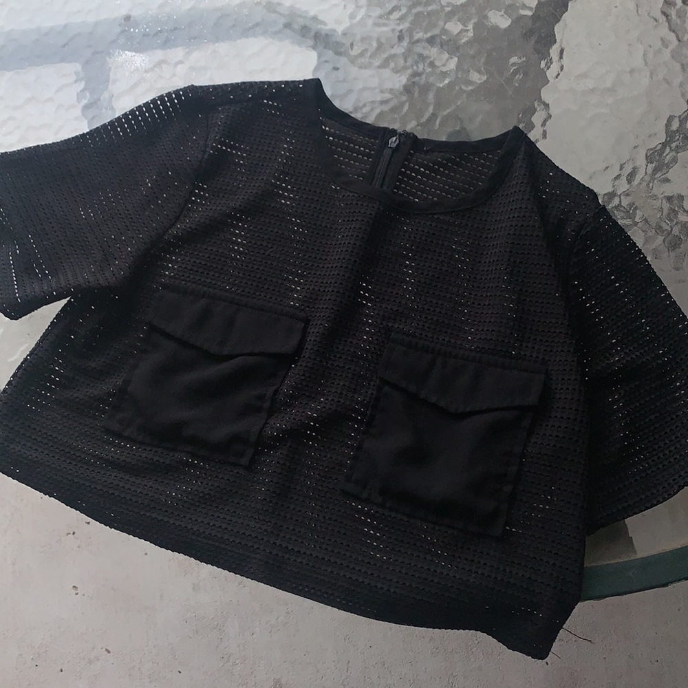Cute Black See through crop top